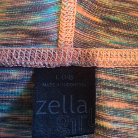 Zella Girl size Large or 14 full zip hoodie teal, gray & peach 2 pockets EUC - Picture 4 of 5